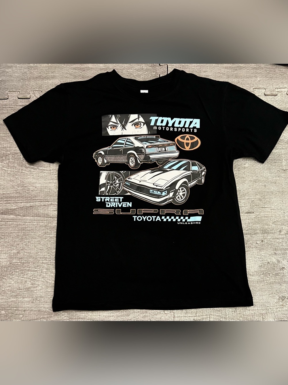 Toyota Supra Boys M 10/12 Black Graphic Logo Crew Neck Tagless T-Shirt